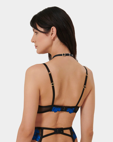 Sorento Strumpfhalter-Harness (mit abnehmbarem Kragen) Schwarz/Ägyptisch Blau