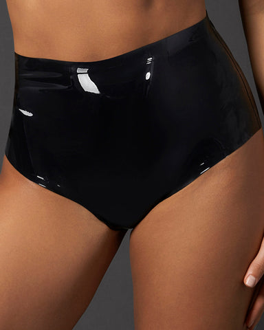 Latex High-Waist Hotpants Schwarz